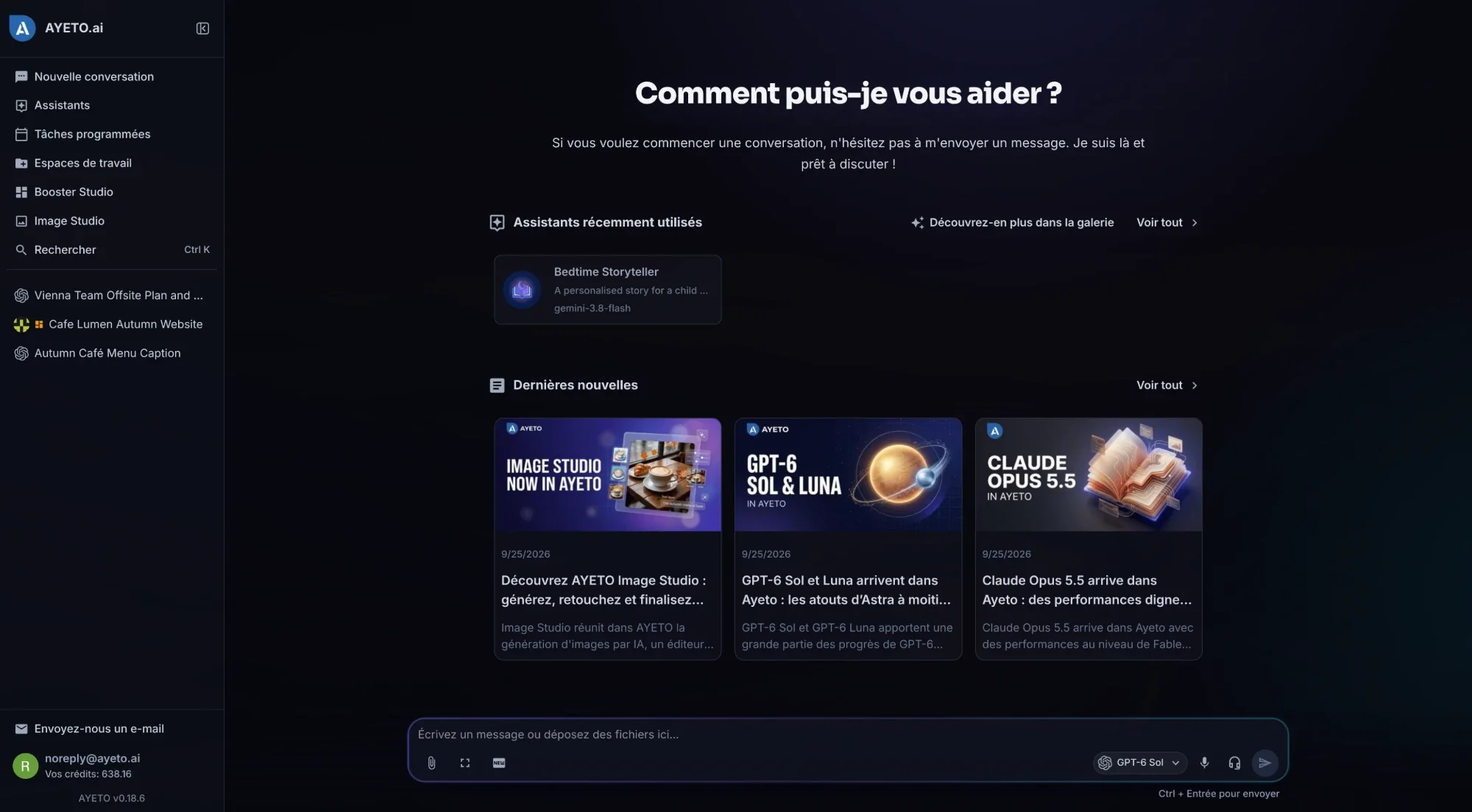 Interface de l'application AYETO
