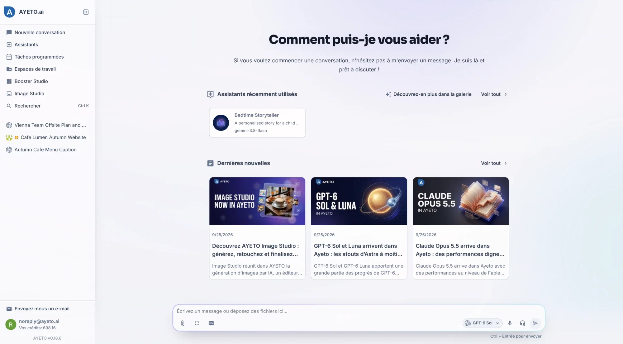 Interface de l'application AYETO